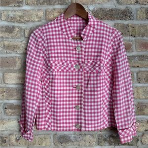 VINTAGE Pink & White Checkered Blazer